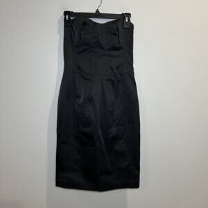 Club Monaco black satin strapless Corset Cocktail Dress Size 2 New With Tags